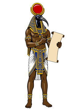 Thoth. Ancient Egyptian God. Color vector clipart.