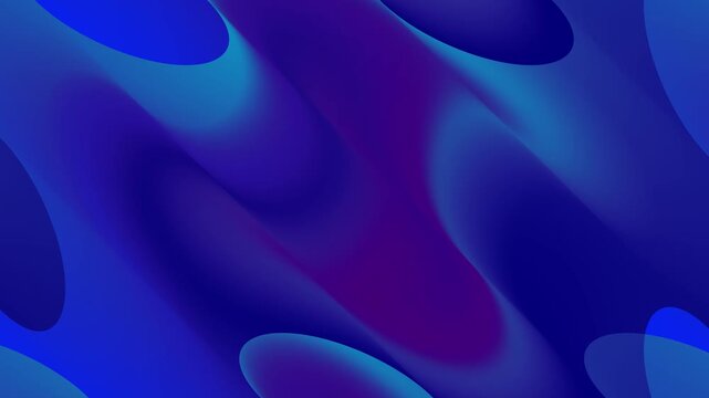 Flowing blue shapes ripple smoothly across a purple gradient field. Dynamic liquid graphics deliver an elegant modern art layout. Minimal vector layers float.