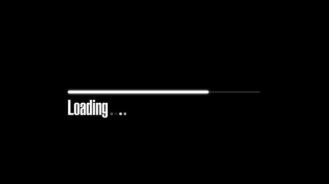 Dotted loading bars calculate system initialization routines on screen. Text feedback parameters guide users through software execution phases. Status blocks grow.