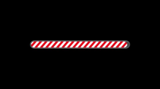 Striped loading blocks track archive extraction events on black screens. High visibility hazard paths alert system engineers to updates. Warning meters advance.
