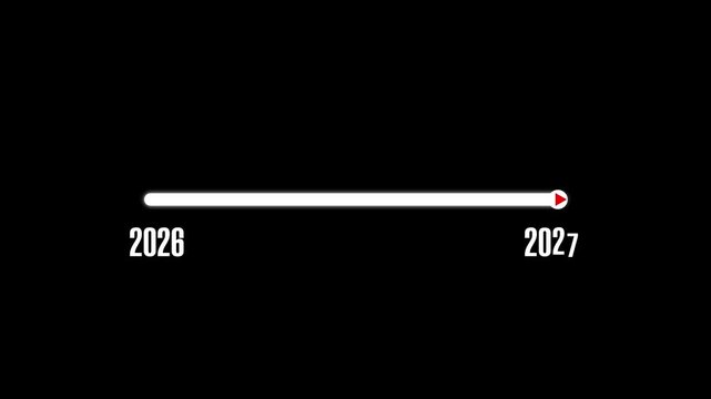 Timeline slider tools initiate historical data projections for the year 2026. Interactive media buttons function cleanly inside a dark menu. Control lines track.