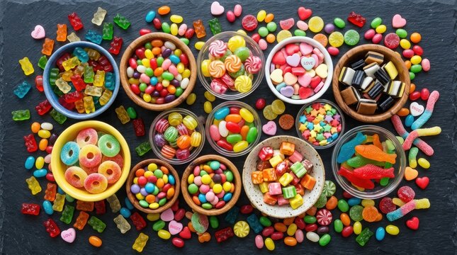 Colorful halloween candy assortment a festive treat spread for spooky celebrations