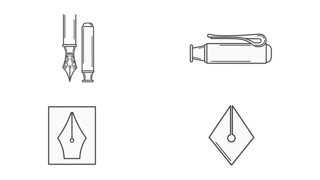 Fine Line Technical Drafting Blueprint Pen Tip and Fountain Instrument Tool Layout Configuration Grid Template Sheet for Precision Architectural Manufacturing Projects