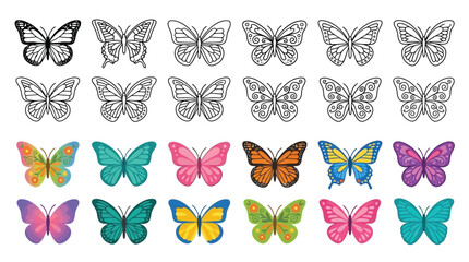 Collection Of Butterfly Illustrations In Various Styles Silhouette © Ambiya