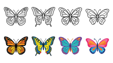 Collection Of Butterfly Illustrations In Various Styles Including Silhouette © Ambiya
