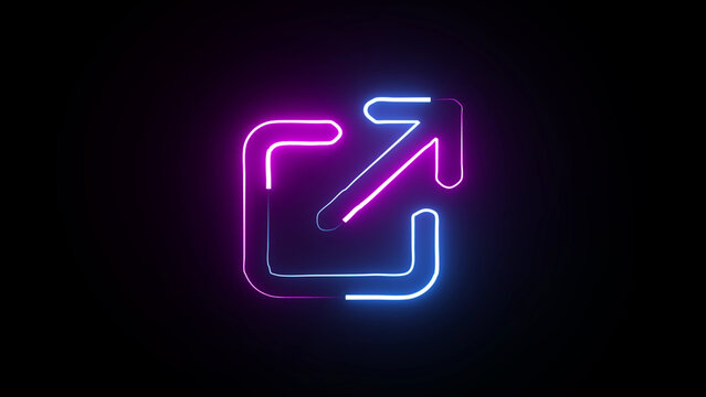 Illustration of neon blue external link isolated on transparent background, a glowing symbol of redirection, navigation, and connection to external resources online