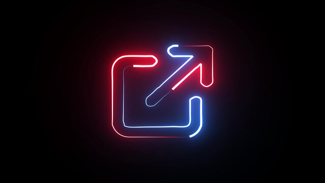 Illustration of neon blue external link isolated on transparent background, a glowing symbol of redirection, navigation, and connection to external resources online