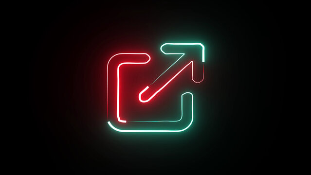 Illustration of neon blue external link isolated on transparent background, a glowing symbol of redirection, navigation, and connection to external resources online