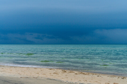 Storm clouds approaching over Lake Michigan shoreline near Holland Michigan