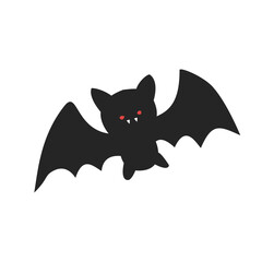 Fototapeta premium Cute little bat illustration, isolated cartoon spooky flying vampire bat character clipart on white