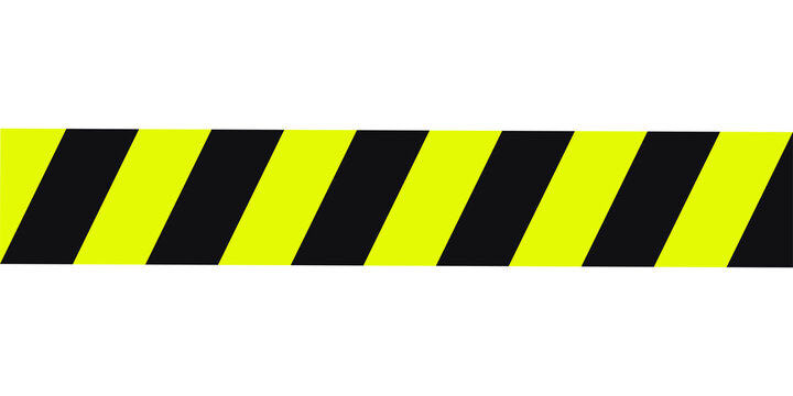 Industrial yellow and black caution tape border graphic isolated on transparent background for safety design