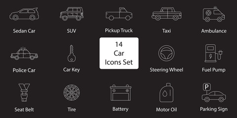 Car and Auto Service Icons Pack. Thin Line Editable Vector Icon Collection. © Agastya 897