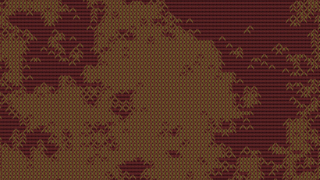 Burgundy and Gold Patterned Knitted Fabric
