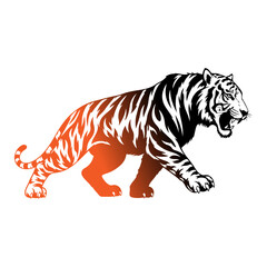 Obraz premium Majestic Tiger Silhouette Vector Icon - Wild Cat Standing Side View, Bengal Tiger Profile for Logo Design, Predator Spirit Animal, Tattoo Stencil, Jungle Wildlife Black Graphic Isolated on White