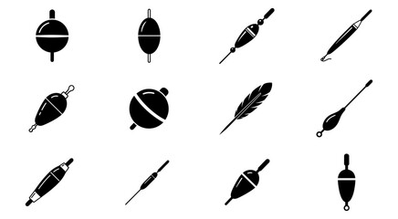 Fishing float icons vector illustrator editable set for angling outdoor designs © Jakia Sultana