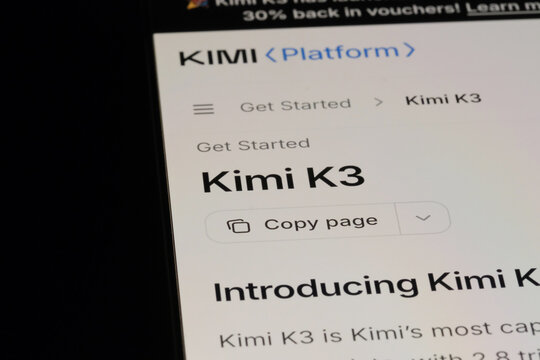 Shanghai, China- July 19th 2026: Kimi K3 AI model on website