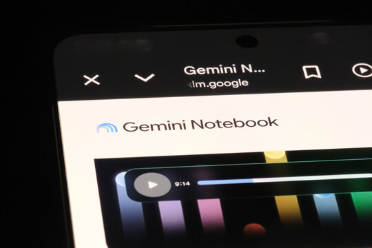 Shanghai, China- July 19th 2026: Gemini Notebook brand logo on webpage