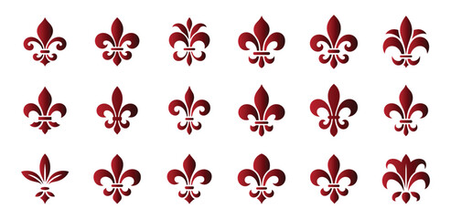 Fleur De Lis Flower Vector Set Classic Heraldic Lily Symbol Collection. © Madusanka