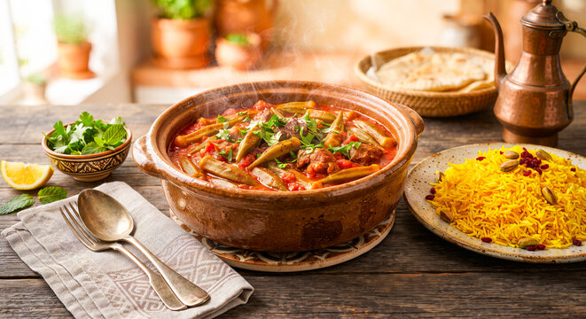 Hearty Middle Eastern Bamia Okra and Tomato Stew