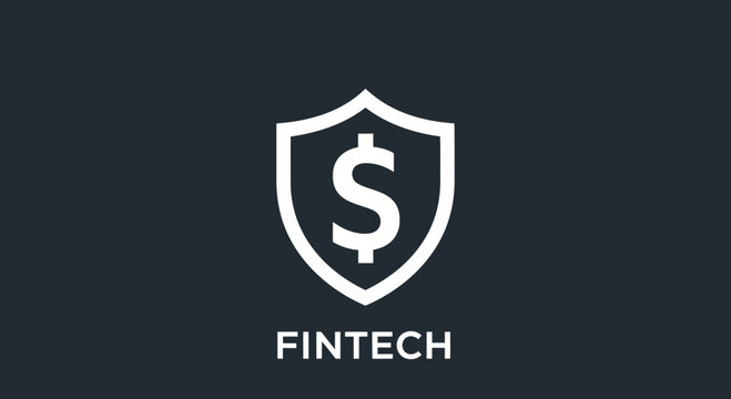 Fintech shield dollar logo symbol for financial technology business branding.