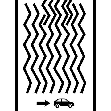 Road marking pattern with car icon for traffic lane navigation