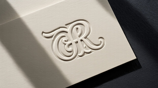 Premium business card with embossed logo close-up