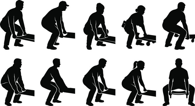 People lifting heavy objects with proper posture