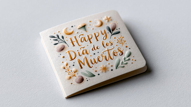 D&iacute;a de los Muertos Gru&szlig;karte mit floraler Schriftgestaltung