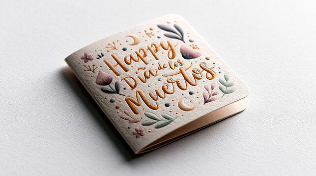 D&iacute;a de los Muertos Gru&szlig;karte mit floraler Schriftgestaltung