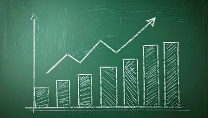 Obraz premium Chalkboard growth chart showing business success and financial development