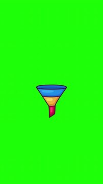 Animated sales funnel doodle icon, hand-drawn flat vector line art with wiggle effect, looping motion graphic for marketing and lead generation design