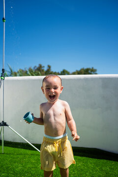 Toddler enjoying summer