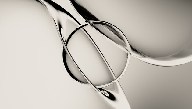Minimal Abstract Glass Shapes With Fluid Curves and Soft Beige Tones 