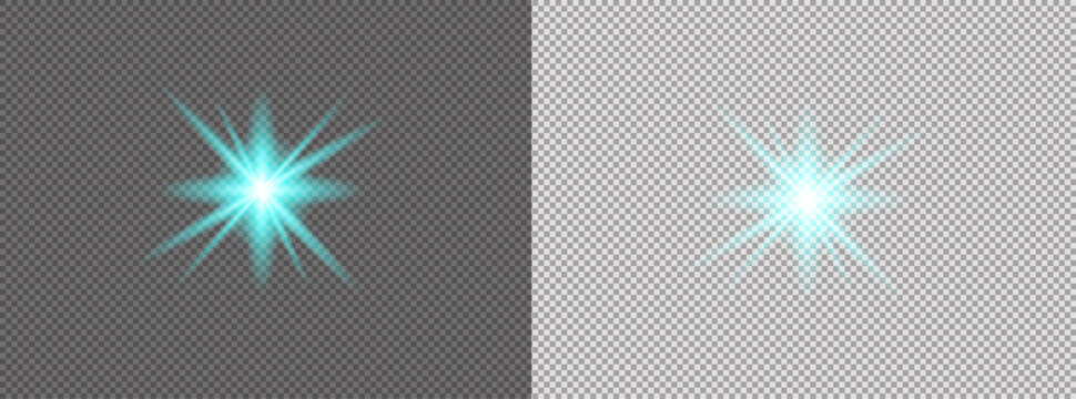 Dynamic light effect and neo design starbursts isolated vector elements for modern graphic projects and visualizations