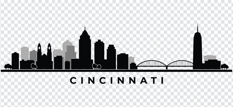 Cincinnati city skyline silhouette vector illustration with text