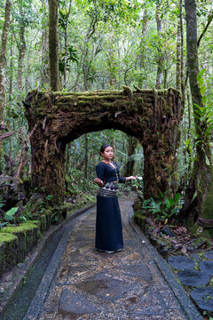 Young girl with a traditional Kadazan Dusun Attire Sinombayaka Pinolongon Kinilong from Ranau  Sabah Malaysia