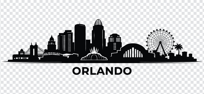 Orlando skyline silhouette vector illustration florida city panorama with famous landmarks