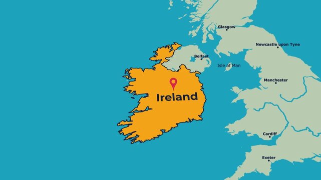 Ireland Map Animation Locator Zoom 4K Motion Graphic
