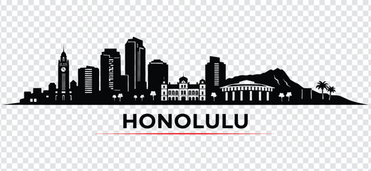 Fototapeta premium Honolulu city skyline silhouette vector illustration