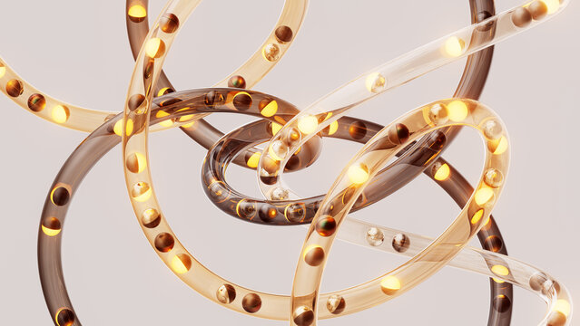 Luxury Glass Tubes With Glowing Spheres