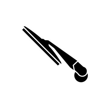 Single automotive windshield wiper blade icon with windshield, automotive
