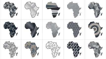 Africa continent map geographic outline stylized icon collection © Puji