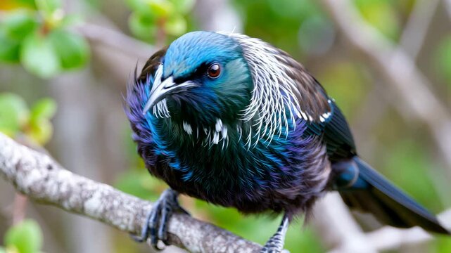 Discovering the Vibrant Beauty of New Zealand Tui Birds Perched in Nature