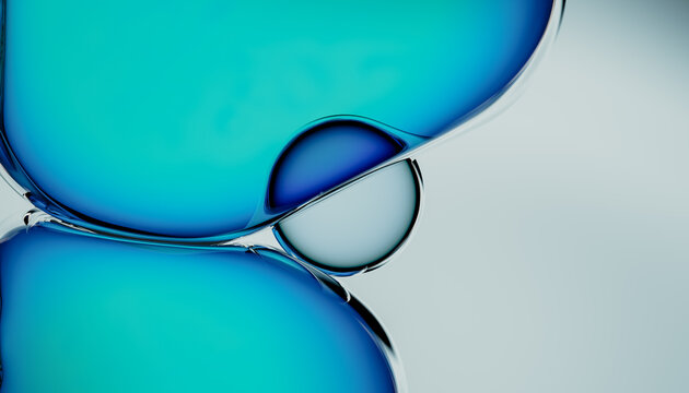Abstract Blue Glass Bubbles and Liquid Spheres Modern Minimalist