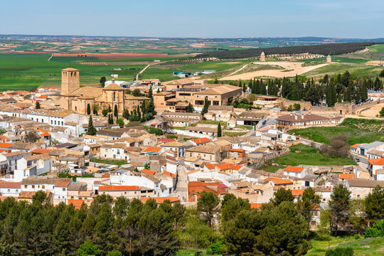 Beautiful panoramic view from Belmonte Castle, Province of Cuenca, Castilla la Mancha, Spain.