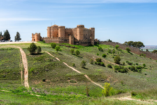 The majestic Belmonte Castle, in the Province of Cuenca, Castilla la Mancha, Spain.