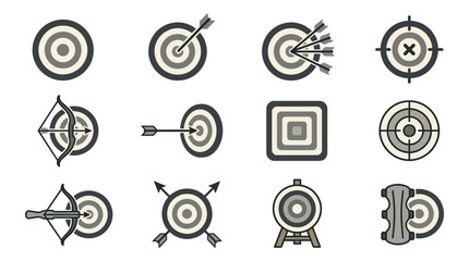 Archery target and shooting sports icon collection. © Ridwan