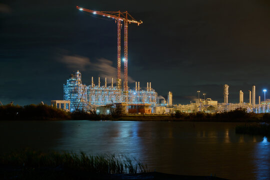 Edmonton Refinery Crane Night