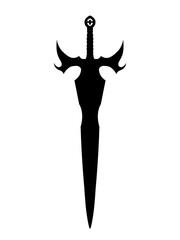 Fototapeta premium Fantasy Gothic Dagger Silhouette Isolated on Transparent Background