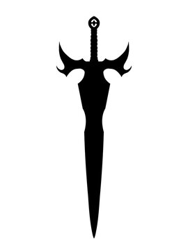 Fantasy Gothic Dagger Silhouette Isolated on Transparent Background